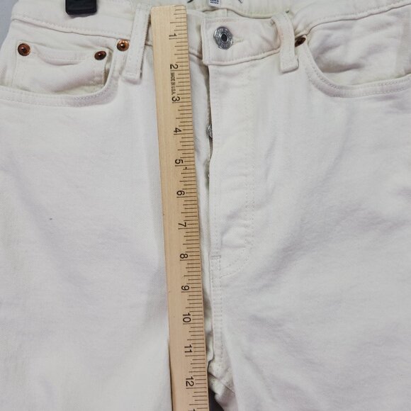 RE/DONE Jeans Size 28 70's Stove Pipe Frayed Ivory High Rise With Stretch - Picture 5 of 14